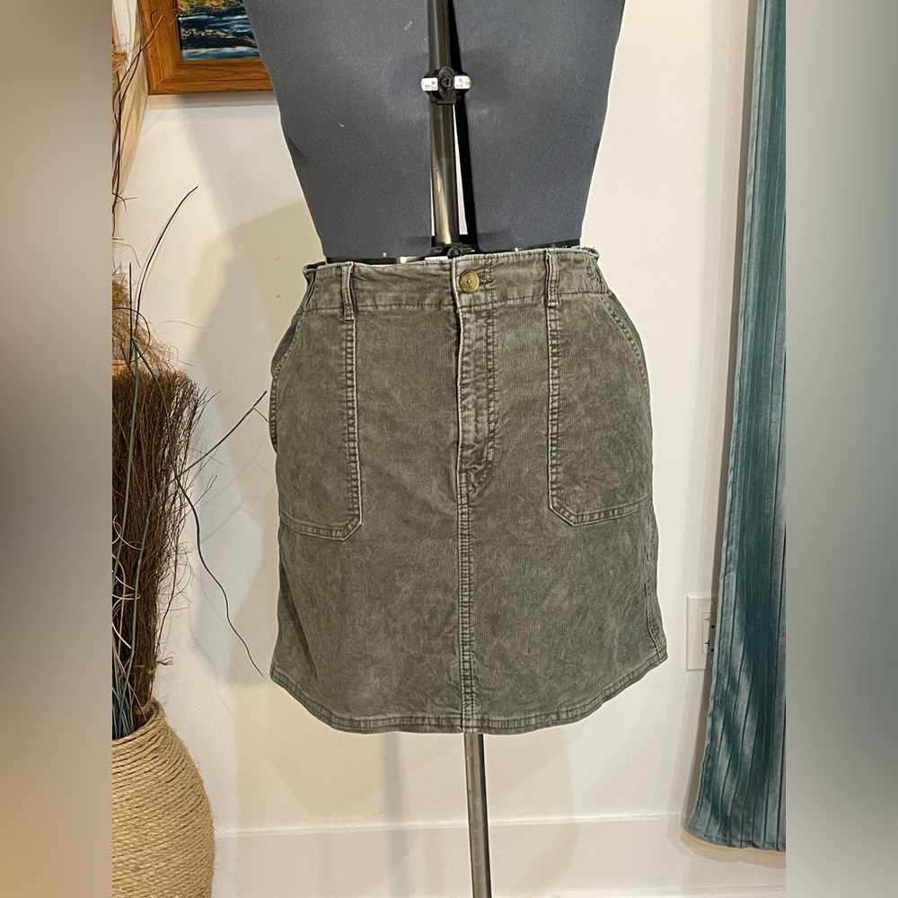 Corduroy Green Skirt